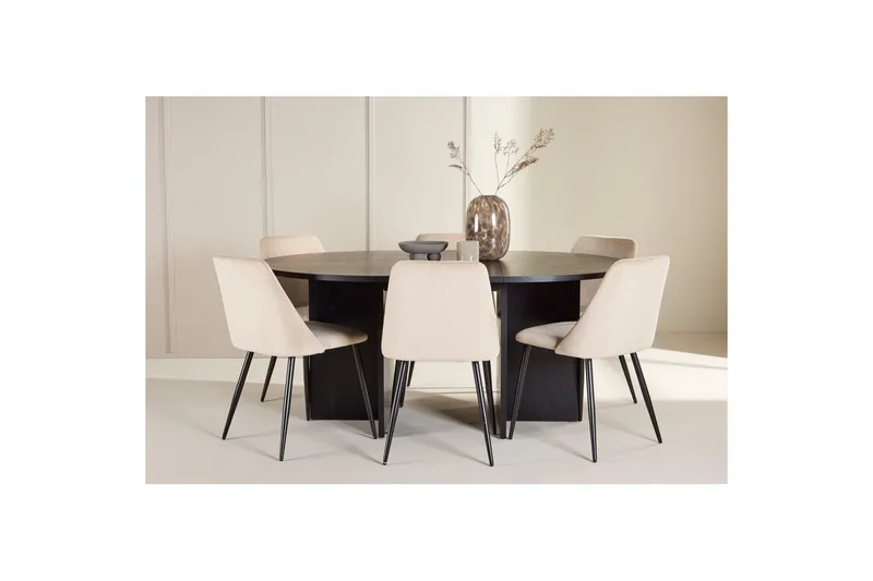 Spisegruppe Strada Rund 120/170 cm Svart med Night Stoler 6 stk - 6 stk - Møbler - Bord - Spisegruppe