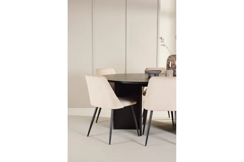 Spisegruppe Strada Rund 120/170 cm Svart med Night Stoler 6 stk - 6 stk - Møbler - Bord - Spisegruppe