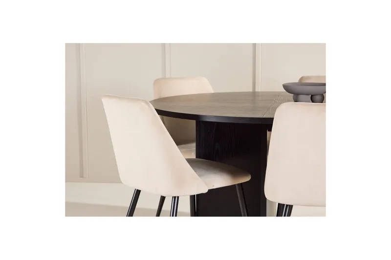 Spisegruppe Strada Rund 120/170 cm Svart med Night Stoler 6 stk - 6 stk - Møbler - Bord - Spisegruppe