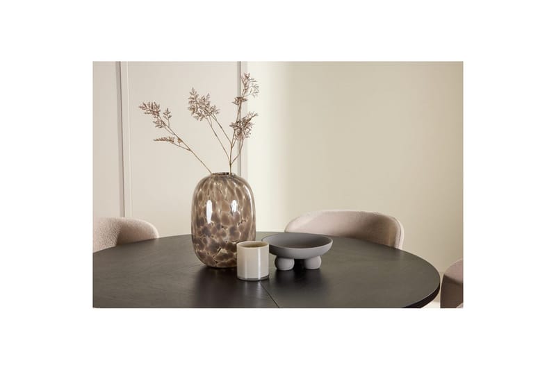 Spisegruppe Strada Rundt 120/170 cm Svart med Astoria Stoler 4 stk, Beige - 4 stk, Beige - Møbler - Bord - Spisegruppe