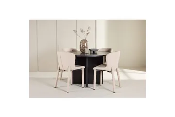 Spisegruppe Strada Rundt 120/170 cm Svart med Astoria Stoler 4 stk, Beige - 4 stk, Beige - Møbler - Bord - Spisegruppe