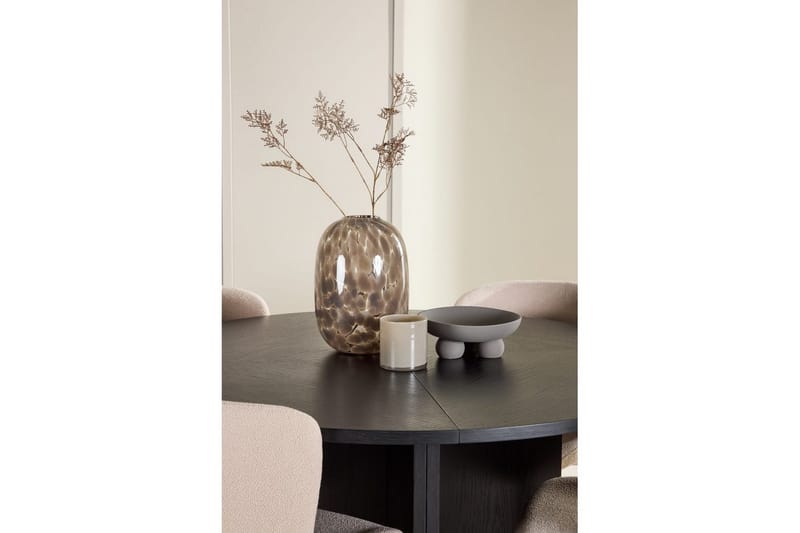 Spisegruppe Strada Rundt 120/170 cm Svart med Astoria Stoler 4 stk, Beige - 4 stk, Beige - Møbler - Bord - Spisegruppe