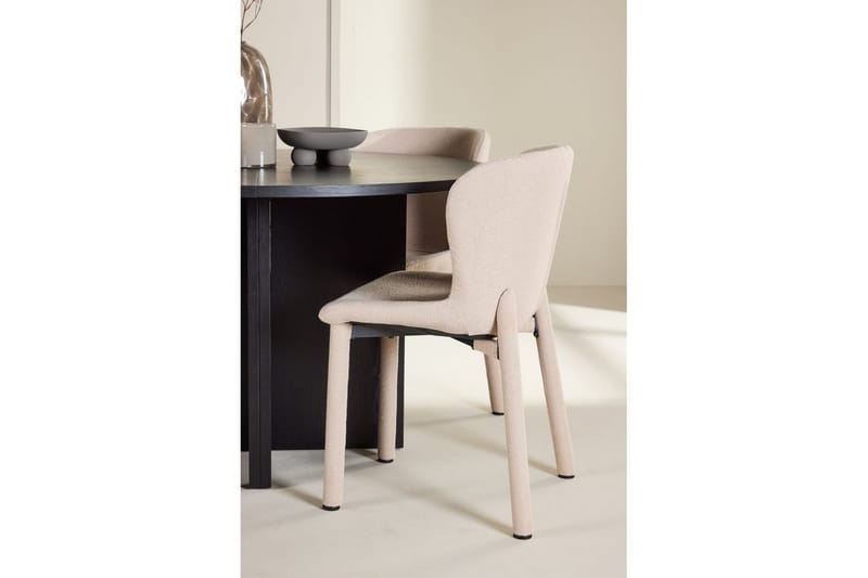 Spisegruppe Strada Rundt 120/170 cm Svart med Astoria Stoler 4 stk, Beige - 4 stk, Beige - Møbler - Bord - Spisegruppe