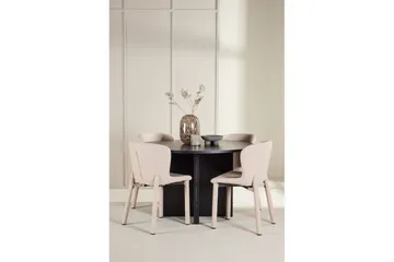 Spisegruppe Strada Rundt 120/170 cm Svart med Astoria Stoler 4 stk, Beige - 4 stk, Beige - Møbler - Bord - Spisegruppe