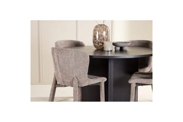 Spisegruppe Strada Rundt 120/170 cm Svart med Astoria Stoler 4 stk, Brun - 4 stk, Brun - Møbler - Bord - Spisegruppe