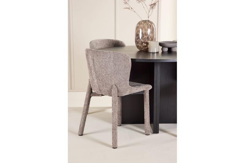 Spisegruppe Strada Rundt 120/170 cm Svart med Astoria Stoler 4 stk, Brun - 4 stk, Brun - Møbler - Bord - Spisegruppe