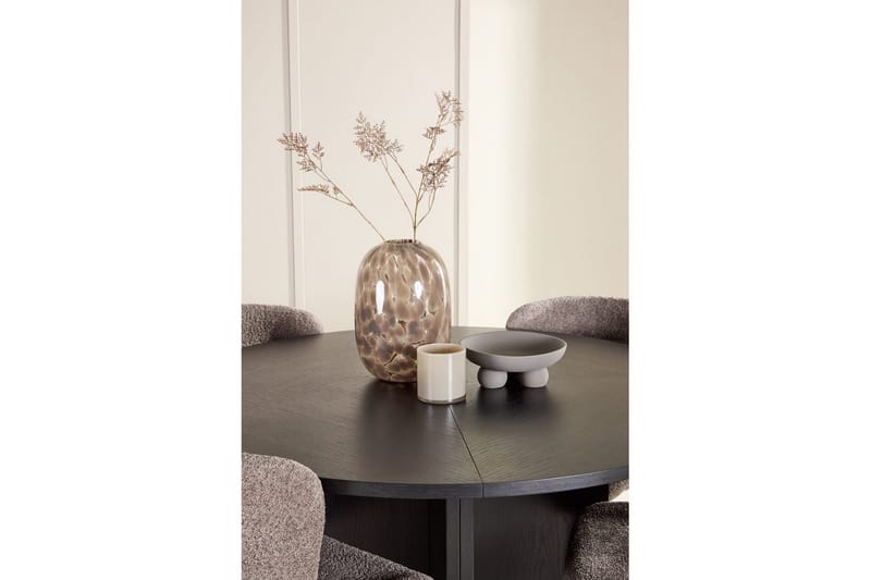 Spisegruppe Strada Rundt 120/170 cm Svart med Astoria Stoler 4 stk, Brun - 4 stk, Brun - Møbler - Bord - Spisegruppe