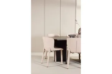 Spisegruppe Strada Rundt 120/170 cm Svart med Astoria Stoler 6 stk, Beige - 6 stk, Beige - Møbler - Bord - Spisegruppe