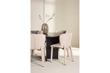 Spisegruppe Strada Rundt 120/170 cm Svart med Astoria Stoler 6 stk, Beige - 6 stk, Beige - Møbler - Bord - Spisegruppe