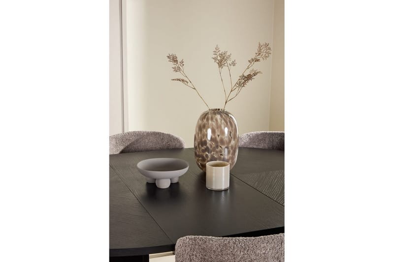 Spisegruppe Strada Rundt 120/170 cm Svart med Astoria Stoler 6 stk, Brun - 6 stk, Brun - Møbler - Bord - Spisegruppe