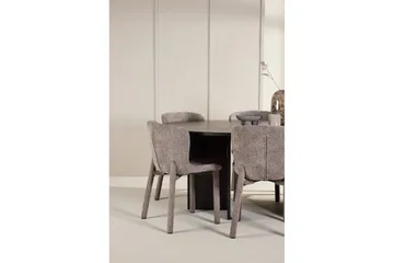 Spisegruppe Strada Rundt 120/170 cm Svart med Astoria Stoler 6 stk, Brun - 6 stk, Brun - Møbler - Bord - Spisegruppe