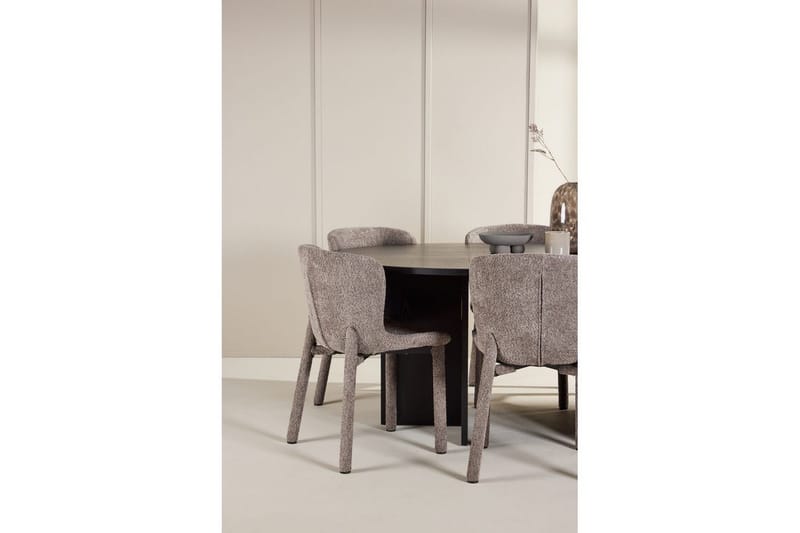 Spisegruppe Strada Rundt 120/170 cm Svart med Astoria Stoler 6 stk, Brun - 6 stk, Brun - Møbler - Bord - Spisegruppe