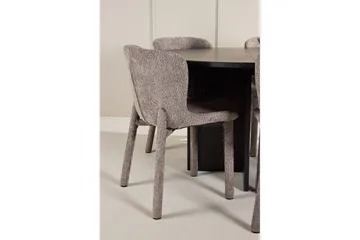 Spisegruppe Strada Rundt 120/170 cm Svart med Astoria Stoler 6 stk, Brun - 6 stk, Brun - Møbler - Bord - Spisegruppe