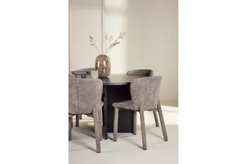 Spisegruppe Strada Rundt 120/170 cm Svart med Astoria Stoler 6 stk, Brun - 6 stk, Brun - Møbler - Bord - Spisegruppe