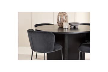 Spisegruppe Strada Rundt 120/170 cm Svart med Edina Stoler 4 stk, Svart - 4 stk, Svart - Møbler - Bord - Spisegruppe