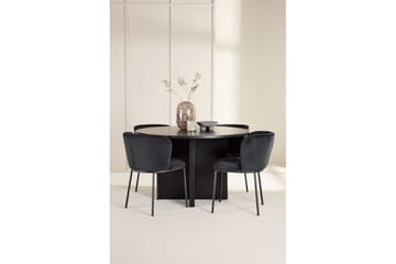 Spisegruppe Strada Rundt 120/170 cm Svart med Edina Stoler 4 stk, Svart - 4 stk, Svart - Møbler - Bord - Spisegruppe