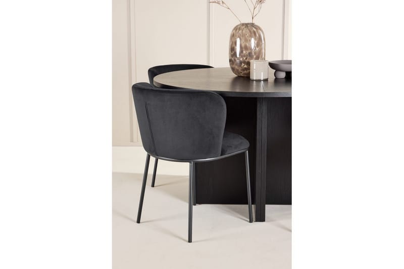 Spisegruppe Strada Rundt 120/170 cm Svart med Edina Stoler 4 stk, Svart - 4 stk, Svart - Møbler - Bord - Spisegruppe