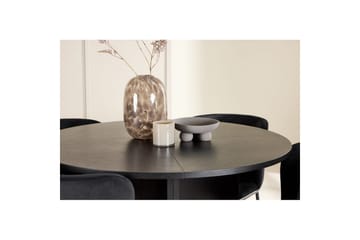 Spisegruppe Strada Rundt 120/170 cm Svart med Edina Stoler 4 stk, Svart - 4 stk, Svart - Møbler - Bord - Spisegruppe