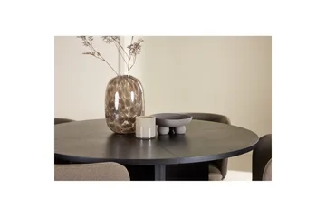 Spisegruppe Strada Rundt 120/170 cm Svart med Edina Stoler 4 stk, Svart / Brun - 4 stk, Svart / Brun - Møbler - Bord - Spisegruppe