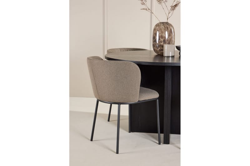 Spisegruppe Strada Rundt 120/170 cm Svart med Edina Stoler 4 stk, Svart / Brun - 4 stk, Svart / Brun - Møbler - Bord - Spisegruppe