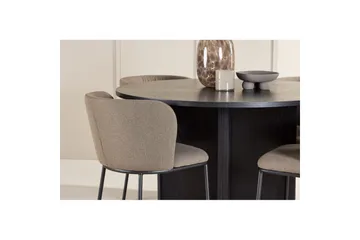 Spisegruppe Strada Rundt 120/170 cm Svart med Edina Stoler 4 stk, Svart / Brun - 4 stk, Svart / Brun - Møbler - Bord - Spisegruppe