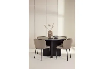 Spisegruppe Strada Rundt 120/170 cm Svart med Edina Stoler 4 stk, Svart / Brun - 4 stk, Svart / Brun - Møbler - Bord - Spisegruppe