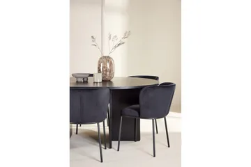 Spisegruppe Strada Rundt 120/170 cm Svart med Edina Stoler 6 stk, Svart - 6 stk, Svart - Møbler - Bord - Spisegruppe