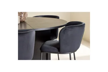Spisegruppe Strada Rundt 120/170 cm Svart med Edina Stoler 6 stk, Svart - 6 stk, Svart - Møbler - Bord - Spisegruppe