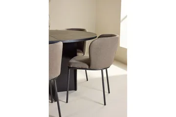 Spisegruppe Strada Rundt 120/170 cm Svart med Edina Stoler 6 stk, Svart / Brun - 6 stk, Svart / Brun - Møbler - Bord - Spisegruppe