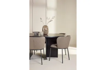 Spisegruppe Strada Rundt 120/170 cm Svart med Edina Stoler 6 stk, Svart / Brun - 6 stk, Svart / Brun - Møbler - Bord - Spisegruppe