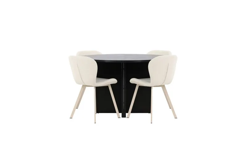 Spisegruppe Strada Rundt 120/170 cm Svart med Lilja Stoler 4 stk, 4 stk