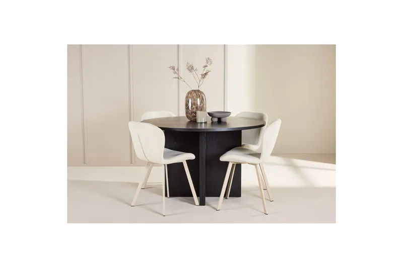 Spisegruppe Strada Rundt 120/170 cm Svart med Lilja Stoler 4 stk - 4 stk - Møbler - Bord - Spisegruppe