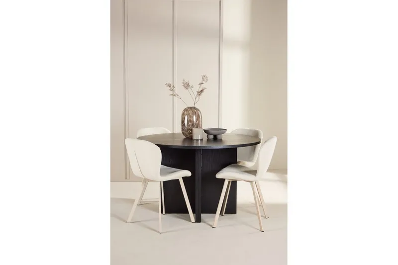 Spisegruppe Strada Rundt 120/170 cm Svart med Lilja Stoler 4 stk - 4 stk - Møbler - Bord - Spisegruppe