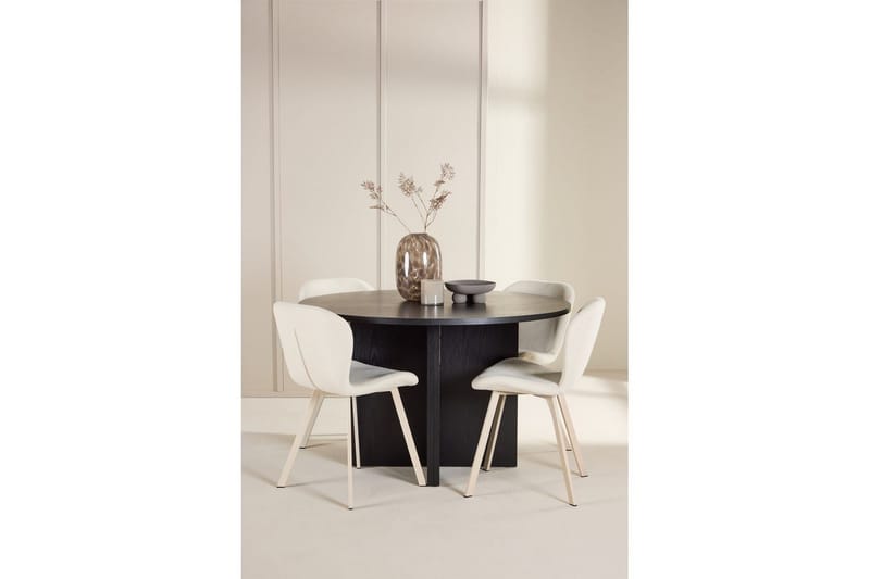 Spisegruppe Strada Rundt 120/170 cm Svart med Lilja Stoler 4 stk - 4 stk - Møbler - Bord - Spisegruppe