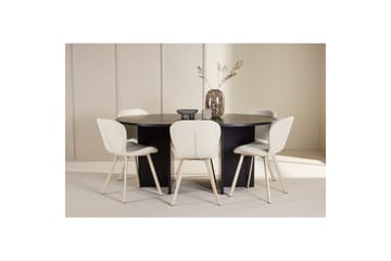 Spisegruppe Strada Rundt 120/170 cm Svart med Lilja Stoler 6 stk - 6 stk - Møbler - Bord - Spisegruppe