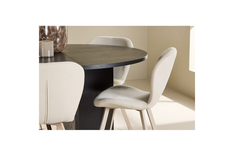 Spisegruppe Strada Rundt 120/170 cm Svart med Lilja Stoler 6 stk - 6 stk - Møbler - Bord - Spisegruppe