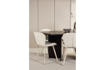 Spisegruppe Strada Rundt 120/170 cm Svart med Lilja Stoler 6 stk - 6 stk - Møbler - Bord - Spisegruppe