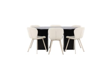 Spisegruppe Strada Rundt 120/170 cm Svart med Lilja Stoler 6 stk - 6 stk - Møbler - Bord - Spisegruppe