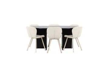 Spisegruppe Strada Rundt 120/170 cm Svart med Lilja Stoler 6 stk - 6 stk - Møbler - Bord - Spisegruppe