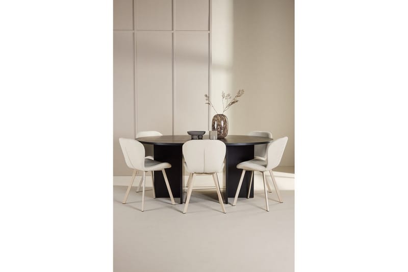 Spisegruppe Strada Rundt 120/170 cm Svart med Lilja Stoler 6 stk - 6 stk - Møbler - Bord - Spisegruppe