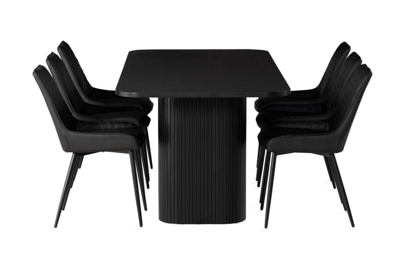 Spisegruppe Uppveda 200 cm inkl. 6 Allavare stoler - Svart - Spisegruppe