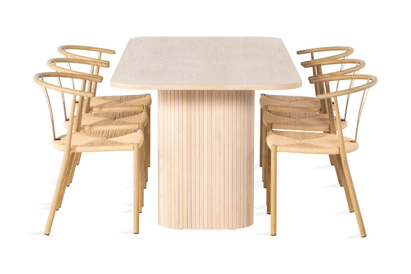 Spisegruppe Uppveda 200 cm inkl. 6 Tarina stoler - Hvit/Brun - Spisegruppe