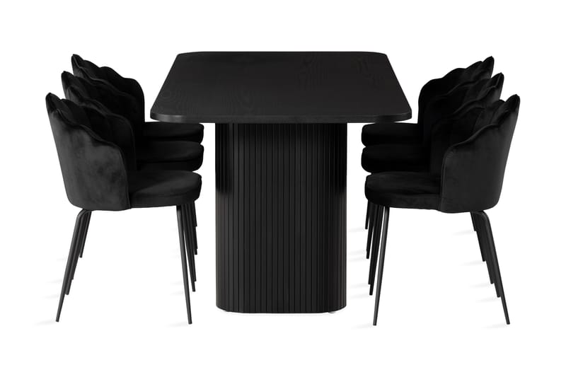 Spisegruppe Uppveda 200 cm inkl. 6 Viberud stoler - Svart - Spisegruppe