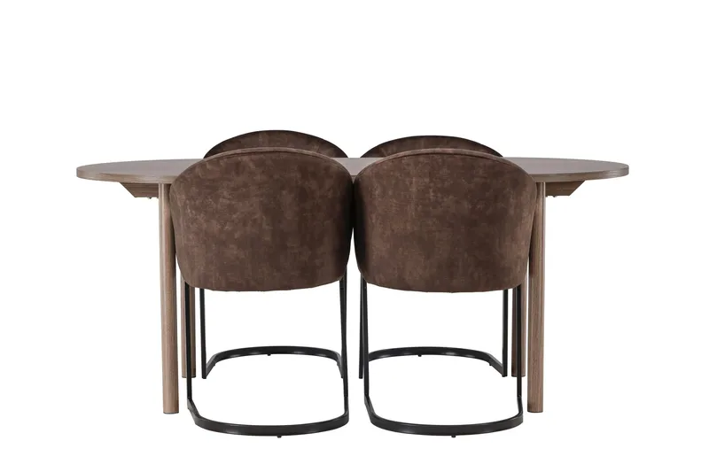 Spisegruppe Venture Home Andy spisegruppe 180 cm oval med 4 Evening-stoler Svart/Brun