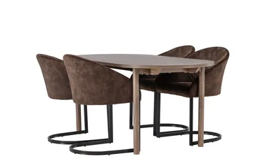 Spisegruppe Venture Home Andy spisegruppe 180 cm oval med 4 Evening-stoler Svart/Brun - Møbler - Bord - Spisegruppe
