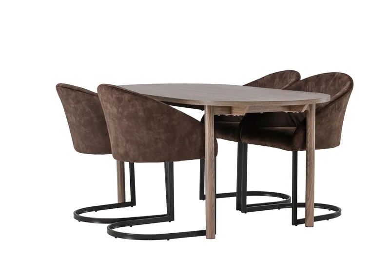 Spisegruppe Venture Home Andy spisegruppe 180 cm oval med 4 Evening-stoler Svart/Brun - Møbler - Bord - Spisegruppe