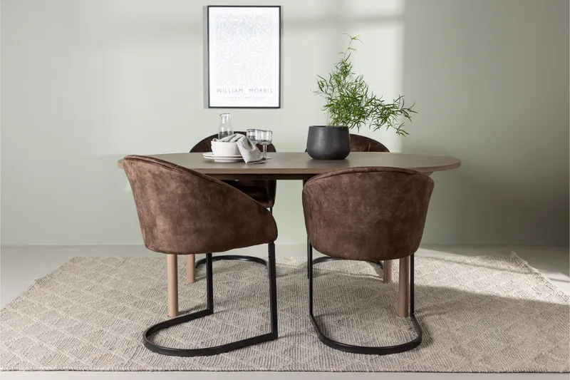 Spisegruppe Venture Home Andy spisegruppe 180 cm oval med 4 Evening-stoler Svart/Brun - Møbler - Bord - Spisegruppe