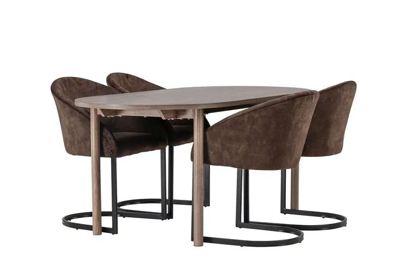 Spisegruppe Venture Home Andy spisegruppe 180 cm oval med 4 Evening-stoler Svart/Brun - Møbler - Bord - Spisegruppe