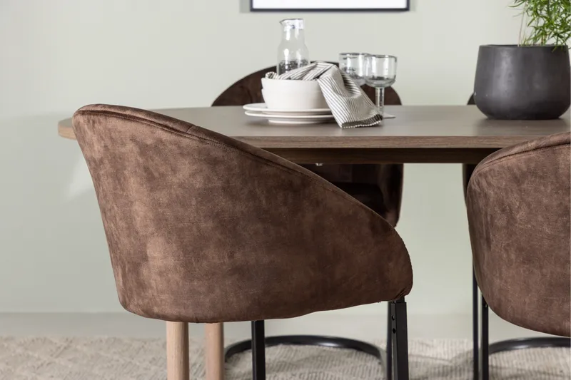 Spisegruppe Venture Home Andy spisegruppe 180 cm oval med 4 Evening-stoler Svart/Brun - Møbler - Bord - Spisegruppe