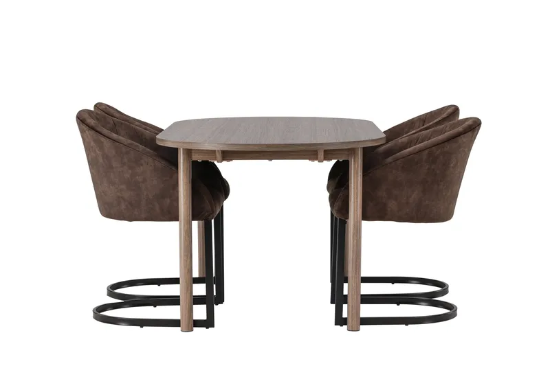 Spisegruppe Venture Home Andy spisegruppe 180 cm oval med 4 Evening-stoler Svart/Brun - Møbler - Bord - Spisegruppe
